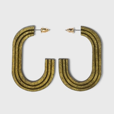 Grooved Open Oval Wood Hoop Earrings - Universal Thread™ | Target