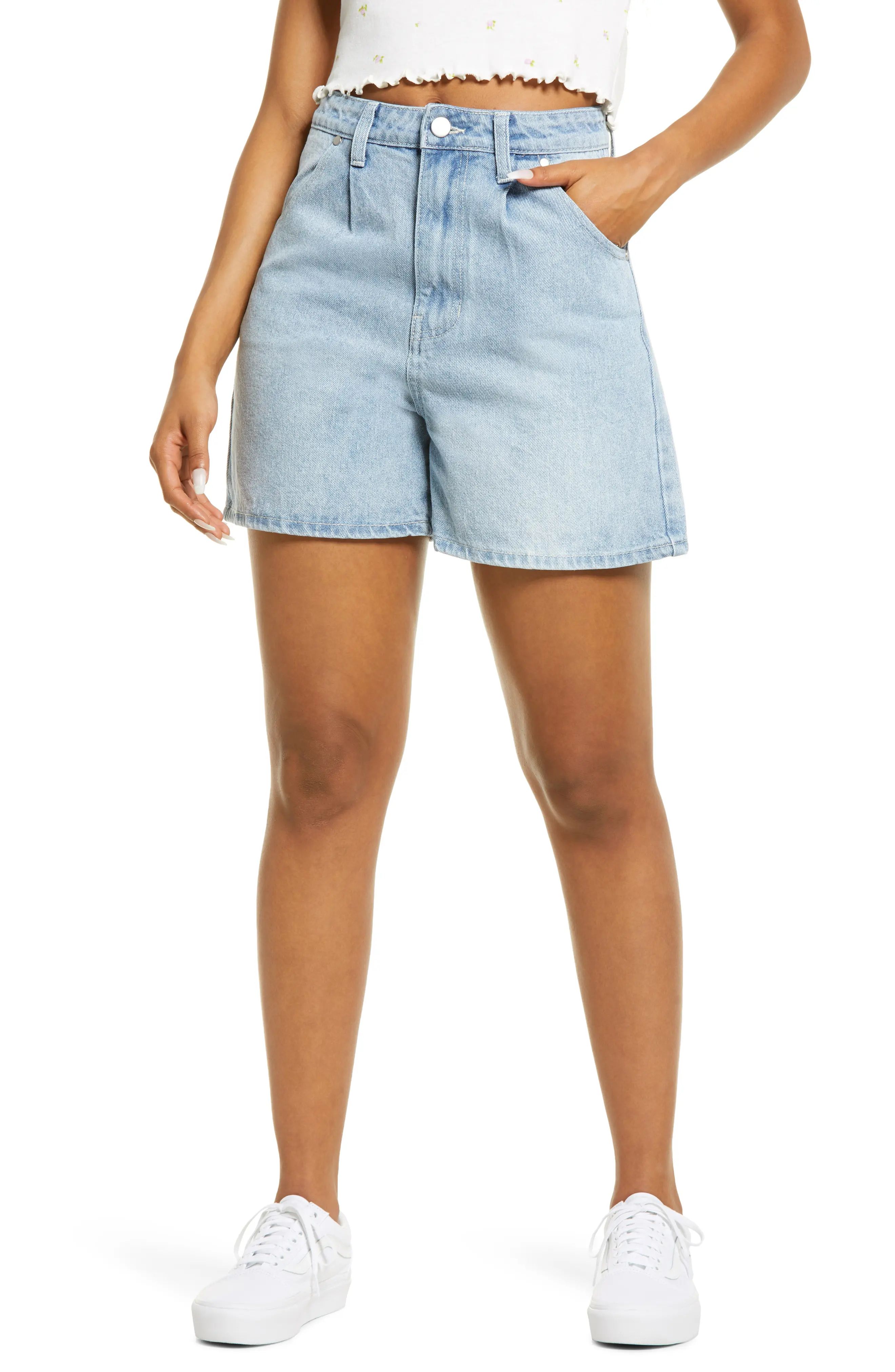 Women's Bp. Women's High Waist Denim Shorts, Size 24 - Blue | Nordstrom