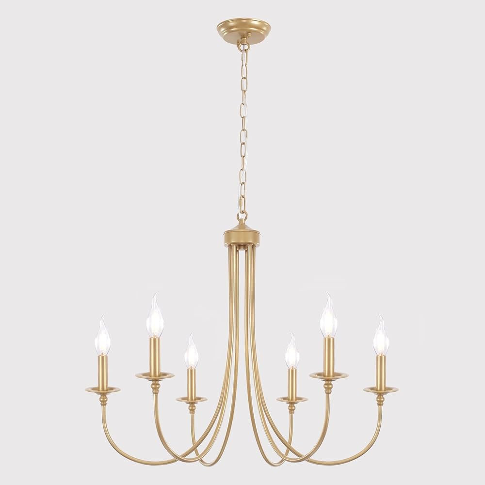 ALISADABOY Gold Farmhouse Chandelier Modern Candlestick Dining Chandelier Light Fixture Industria... | Amazon (US)