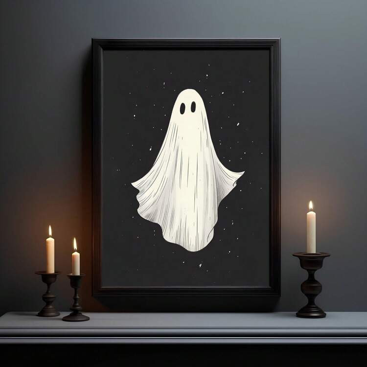 1pc Halloween Ghost Print, Halloween Poster, Spooky Wall Art, Ghost Picture, Vintage Halloween De... | SHEIN
