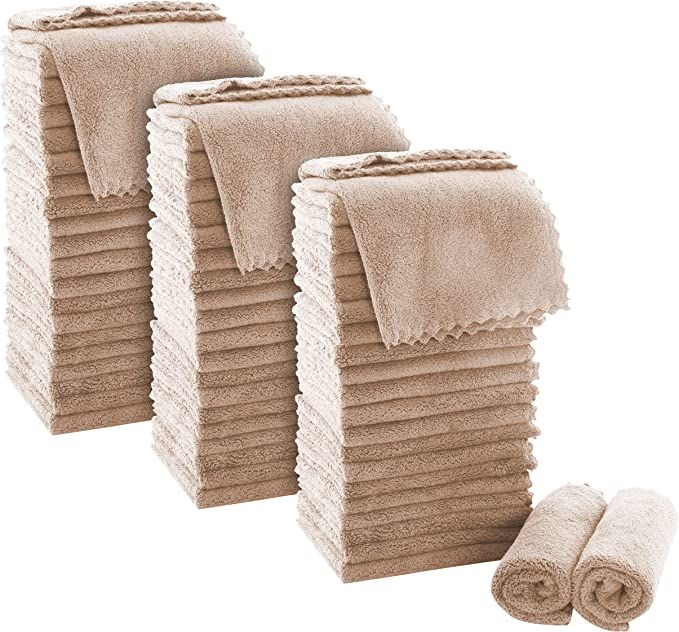MOONQUEEN Ultra Soft Premium Washcloths Set - 12 x 12 inches - 72 Pack - Quick Drying - Highly Ab... | Amazon (US)