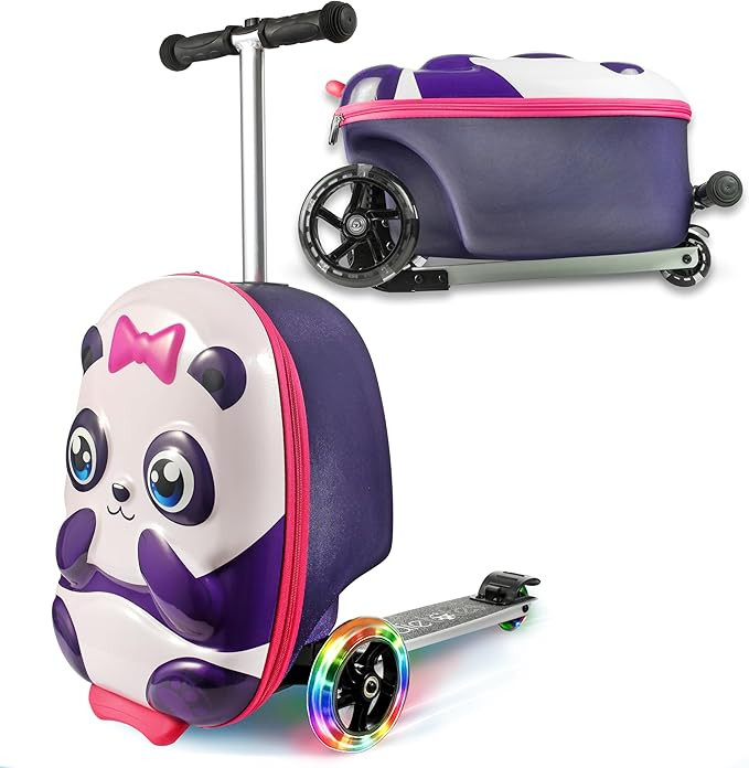 KIDDIETOTES Ride-On Scooter Suitcase for Kids – Hardside Lightweight Carry-On Luggage with Fold... | Amazon (US)