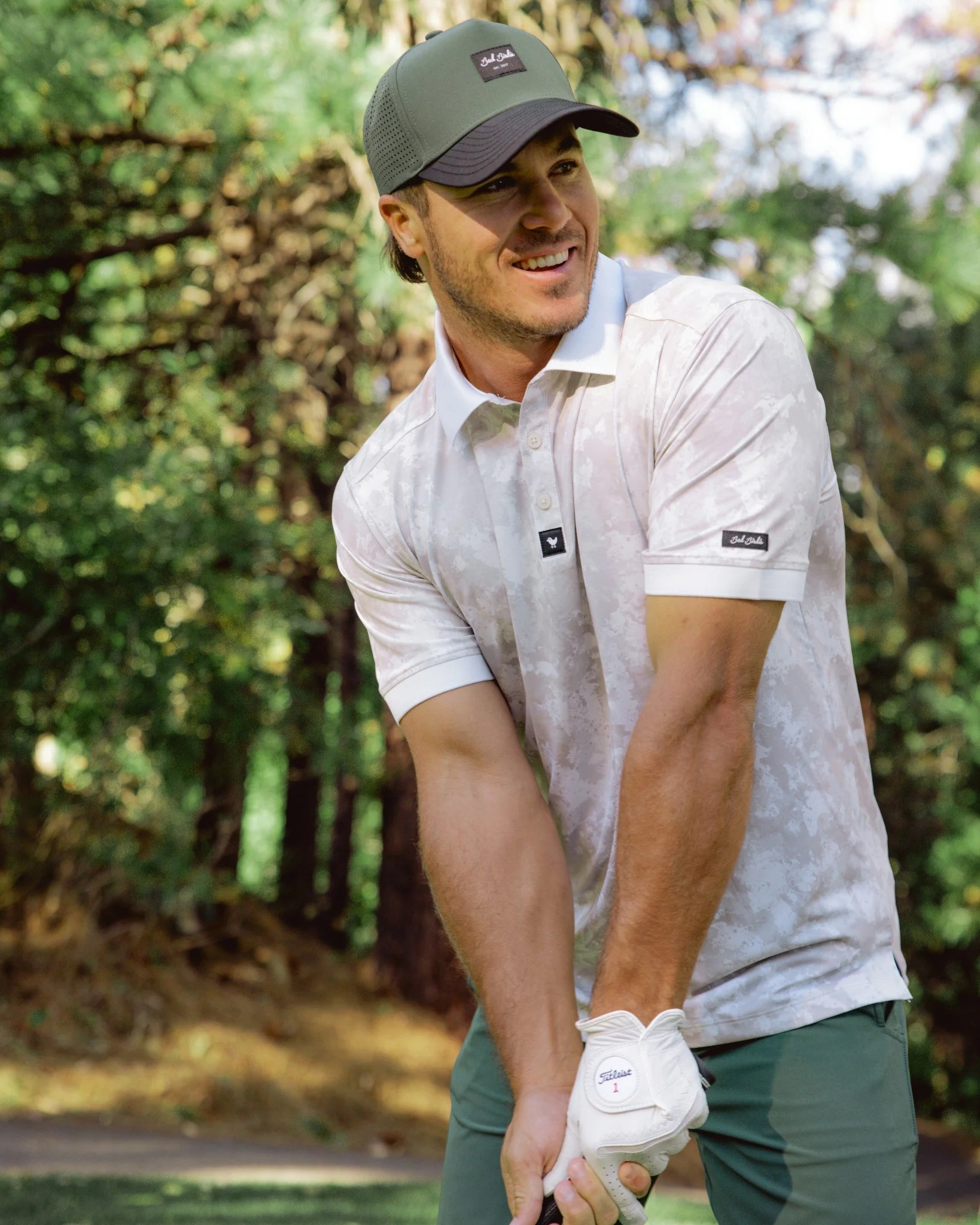 Ridge Polo - White Camo | Bad Birdie Golf