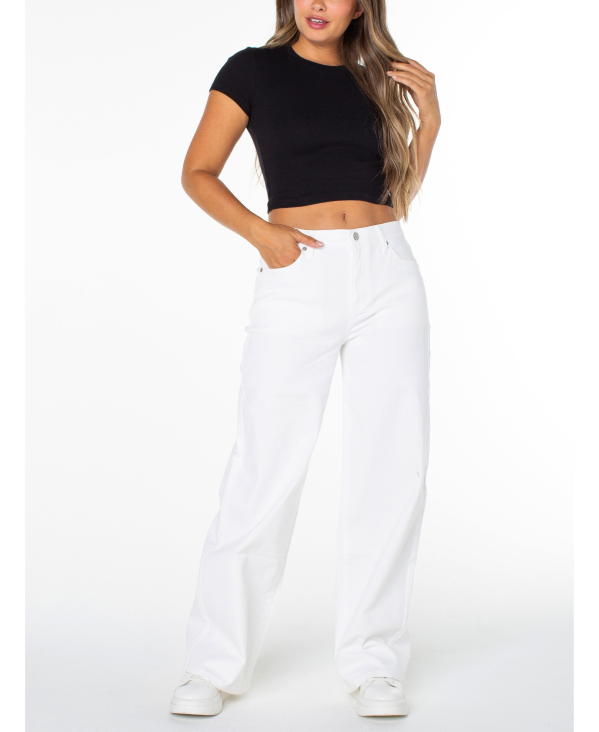 Celebrity Pink Juniors' High-Rise Wide-Leg Jeans - White | Macy's