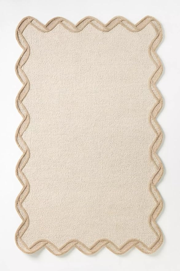 Boma Scallop Area Rug – 5’ x 8' – Handmade Wool Area Rugs –Beige – Rugs for Living Room... | Amazon (US)