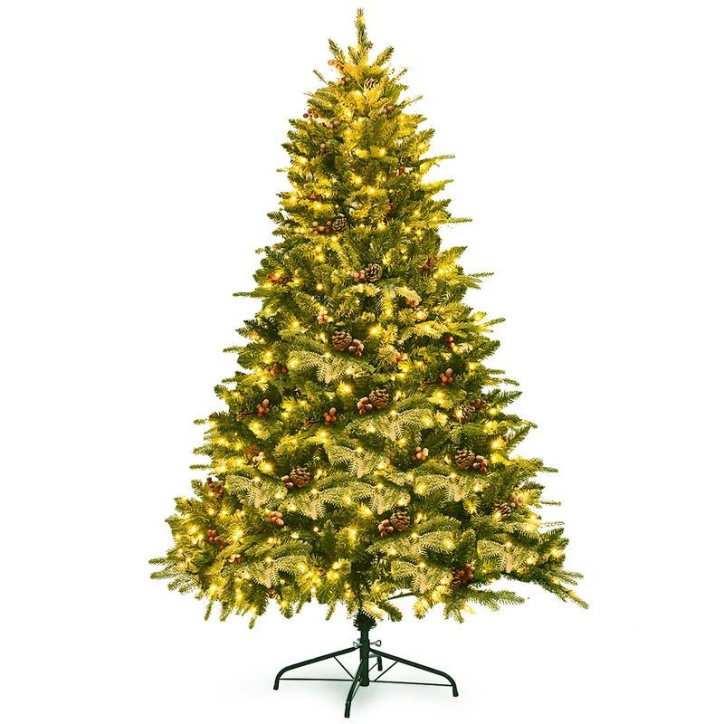 Costway 6.5Ft Pre-lit Snow Flocked Hinged Artificial Christmas Spruce Tree w/ 450 Lights | Target