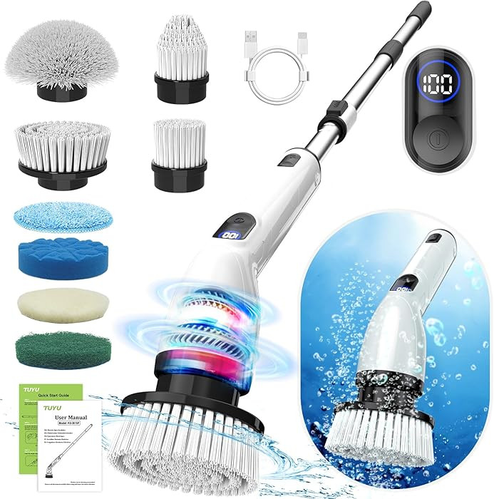 TUYU Electric Spin Scrubber, Full-Body IPX7 Waterproof Bathroom Scrubber with Power LCD Display, ... | Amazon (US)