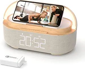 【2023 Newest】Digital Alarm Clock Radio with Bluetooth Speaker, Night Light, 15W Wireless Char... | Amazon (US)