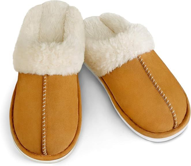 Women Slippers Memory Foam Fluffy Warm Comfy Soft Fuzzy Plush Non Slip House Shoes for Indoor & O... | Amazon (US)