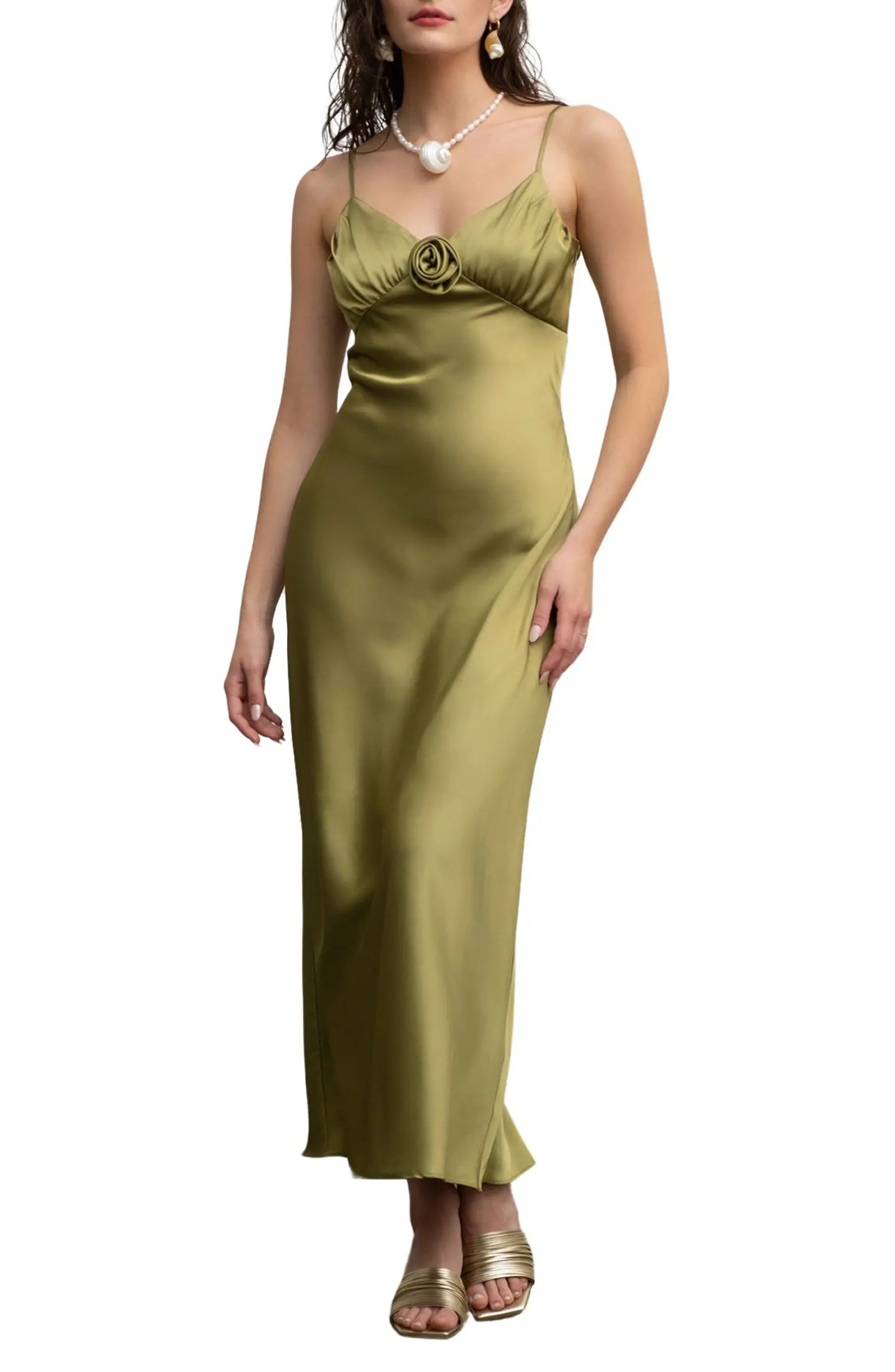 Flower Satin Midi Dress | Nordstrom Rack