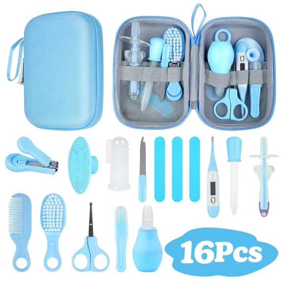 Qissep Baby Healthcare and Grooming Kit,16 in 1 Baby Grooming Kit with Nail File,Hair Brush Comb,... | Walmart (US)