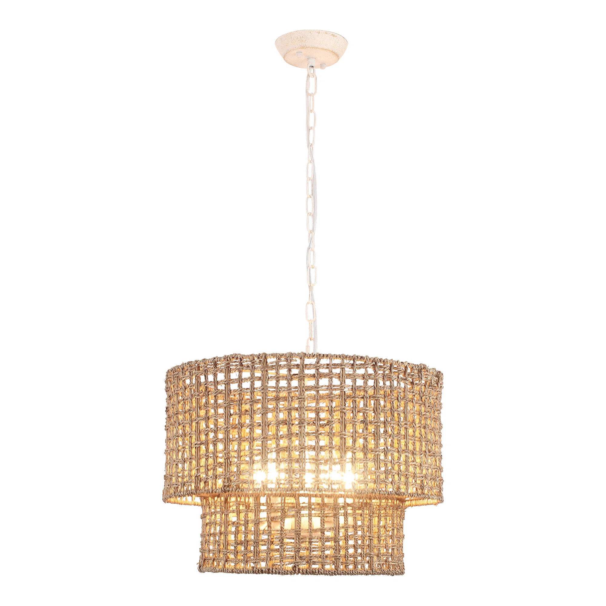 5 - Light Bohemian Natural Rattan Dimmable Drum Chandelier | Wayfair North America