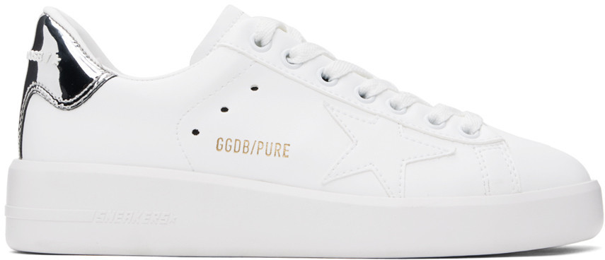 Golden Goose White & Silver Bio-Based Purestar Sneakers | SSENSE