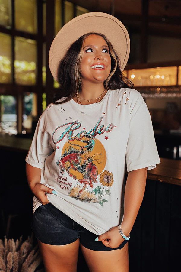 Rodeo World Championship Distressed Boyfriend Tee Curves | Impressions Online Boutique