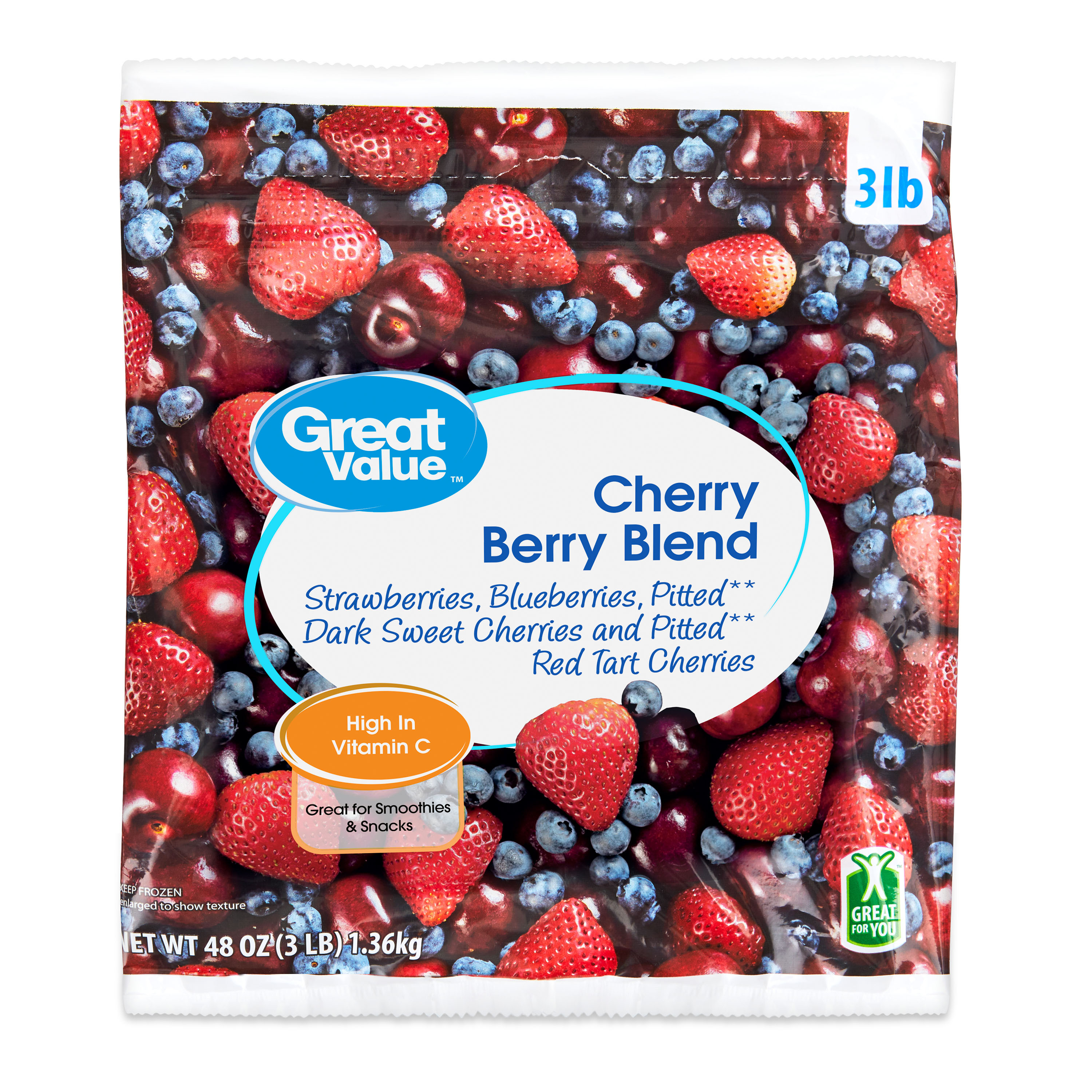 Great Value Cherry Berry Blend, Frozen, 48 oz in Resealable Bag | Walmart (US)