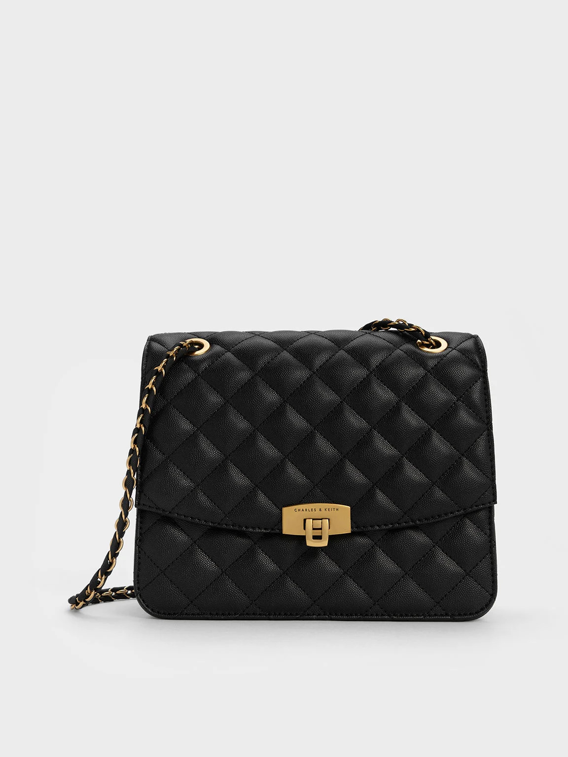 Quilted Chain Strap Bag
 - Black | Charles & Keith US