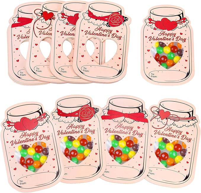 Valentines Cards for Kids - 40 Pack Colorful Jars Happy Valentines Day Cards, Funny Valentine Gif... | Amazon (US)