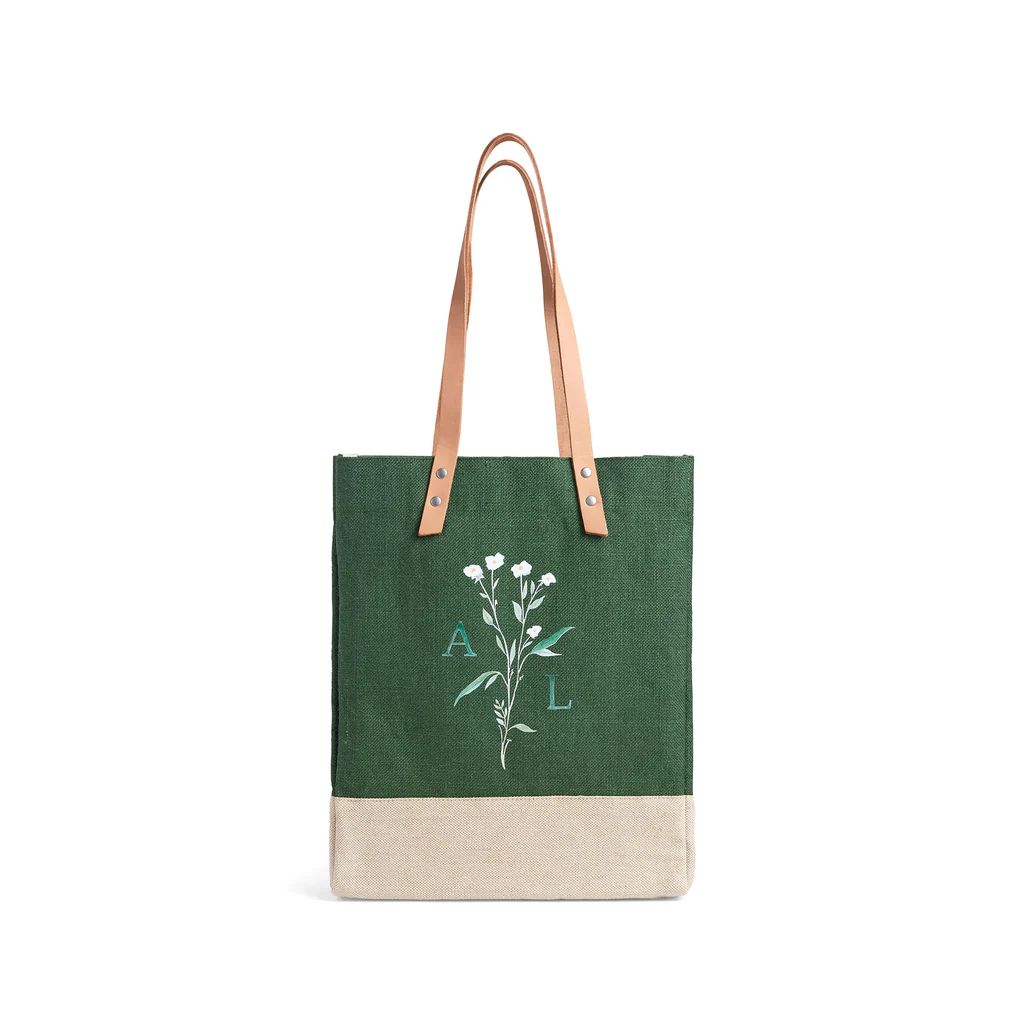 Wine Tote in Field Green Wildflower by Amy Logsdon Limited Holiday Release | Apolis