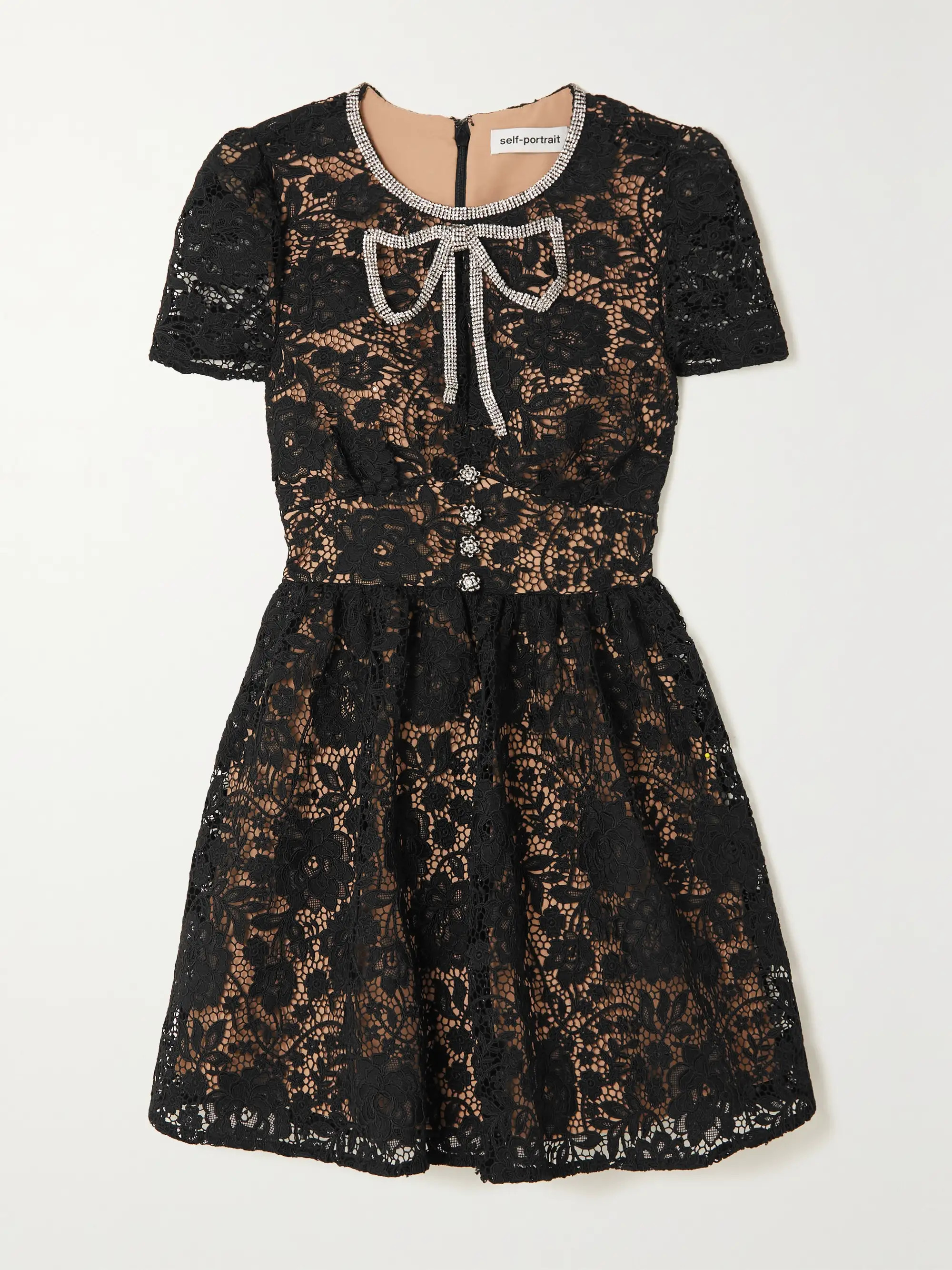 Crystal-embellished corded lace mini dress | NET-A-PORTER (US)