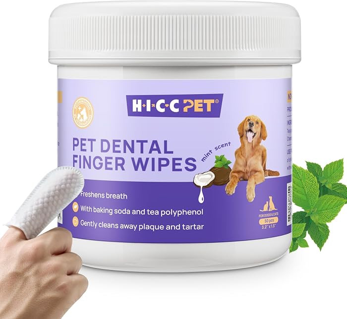 HICC PET Teeth Cleaning Finger Wipes for Dogs & Cats, Daily Oral Care Dental Wipes, Dog Toothbrus... | Amazon (US)