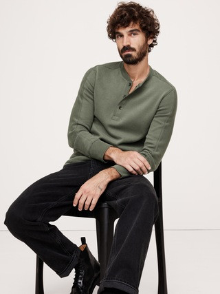 Double-Knit Henley T-Shirt | Banana Republic (US)