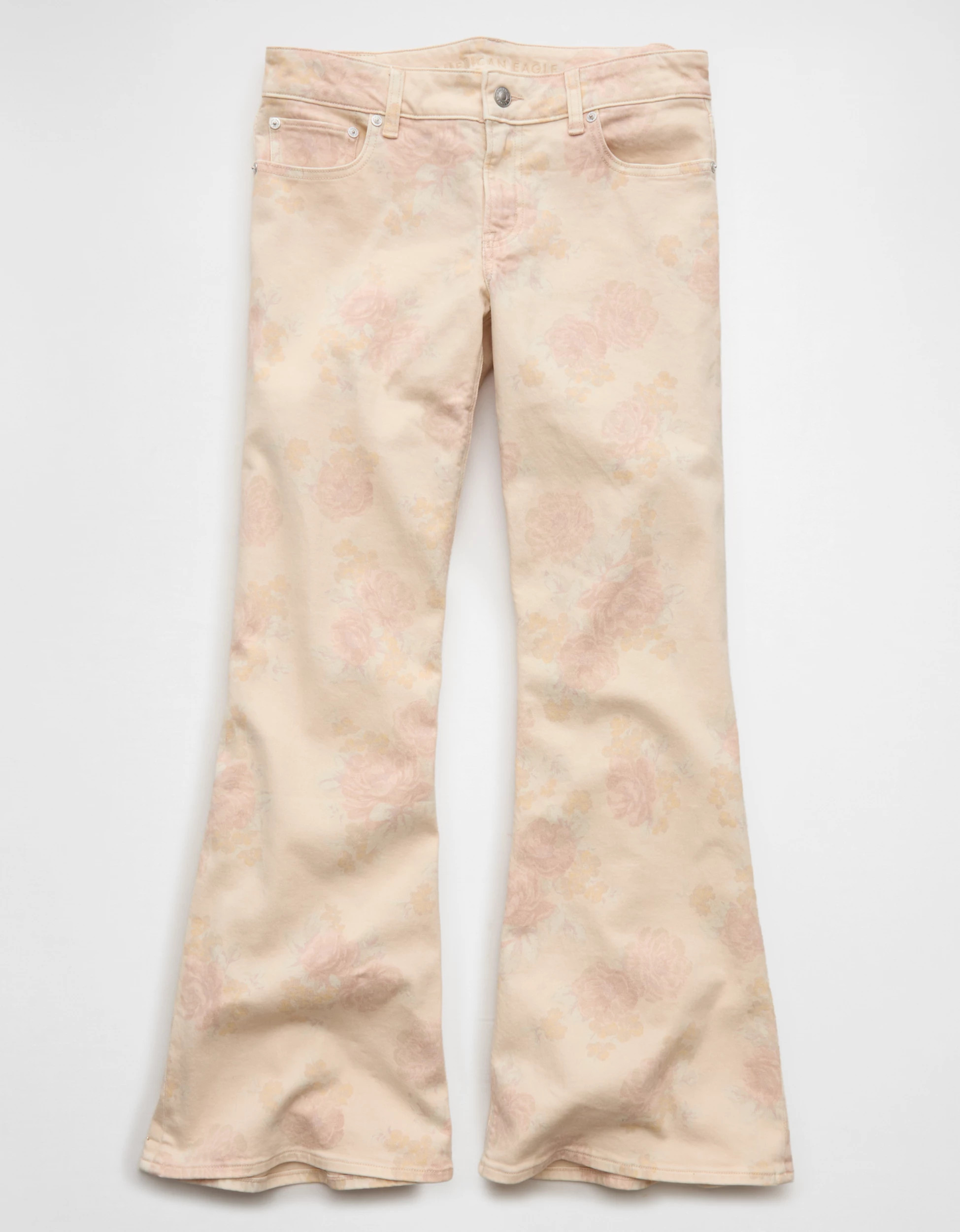AE Stretch Low-Rise Floral Print Flare Jean | American Eagle Outfitters (US & CA)