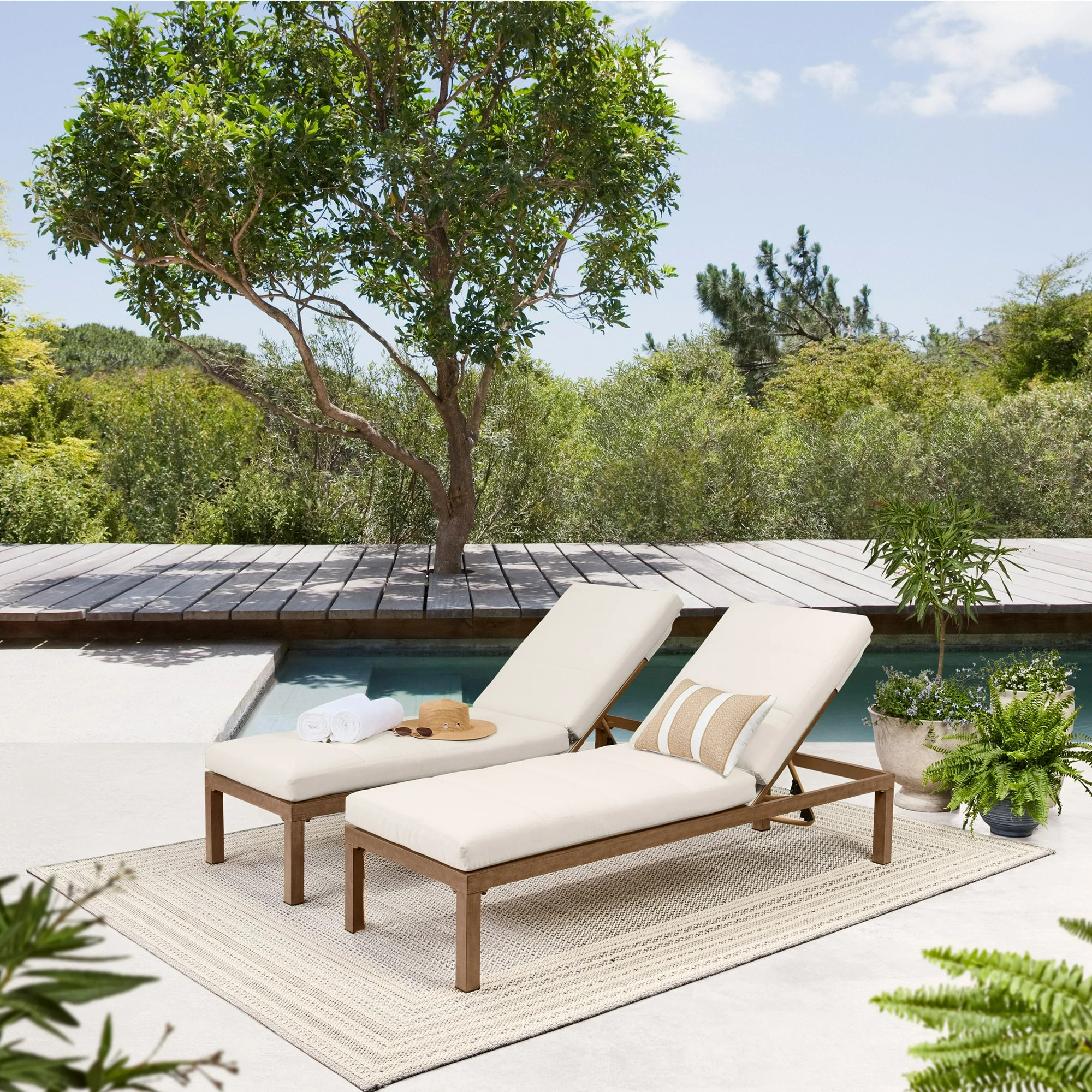 Better Homes and Gardens Marlow Chaise Lounge Chairs, Adjustable Back, Creme | Walmart (US)