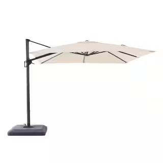 Hampton Bay 10 ft. Commercial Aluminum Cantilever Square Offset Patio Umbrella in Cafe Tan with B... | The Home Depot