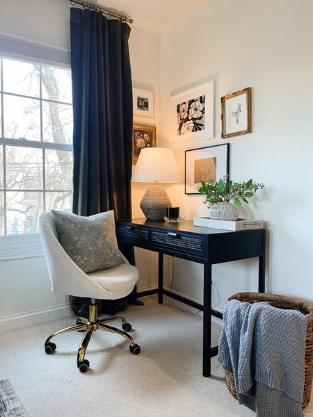 Writing desk. Home office. Office chair. #desk #curtains 

#LTKhome