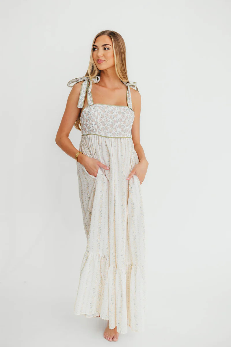 Kelly Adjustable Tie Maxi Dress in Pale Peach Floral (Restocking in Ma | Worth Collective