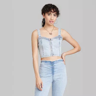 Women's Denim Zip-Front Corset Tank Top - Wild Fable™ | Target