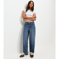 Women's Blue Crease Front Barrel Leg Jeans New Look | New Look (UK)