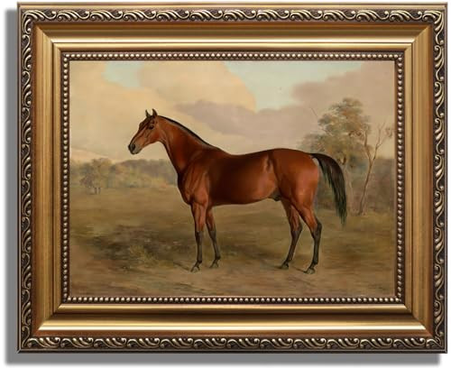 KBKBART Gold Framed Vintage Wall Art, Vintage Horse Painting Farmhouse Decor, Rustic Antique Equestrian Art Prints Wall Decor, Western Animal Picture Wall Hanging Decor for Living Room, Bathroom, Office, Bedroom(9"x12") | Amazon (US)