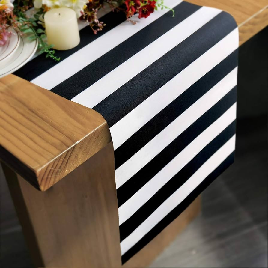 Table Runner Black and White Striped Pattern for Anniversary Runner Dinner Party Supplies Birthda... | Amazon (US)