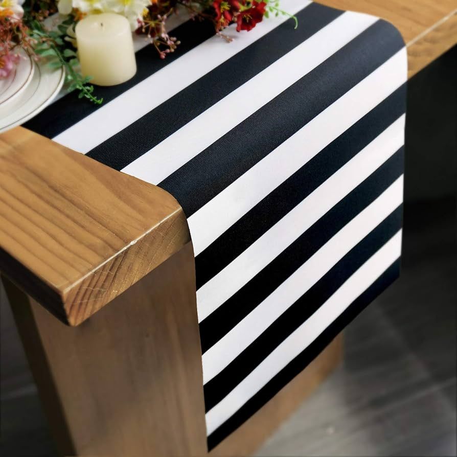Table Runner Black and White Striped Pattern for Anniversary Runner Dinner Party Supplies Birthda... | Amazon (US)