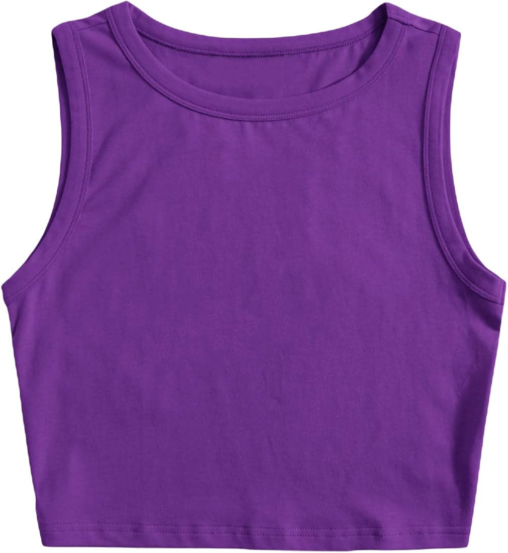 SheIn Women's 3 Piece Ribbed Knit Crop Tank Top Round Neck Sleeveless Racerback Cami Crop Tops | Amazon (US)