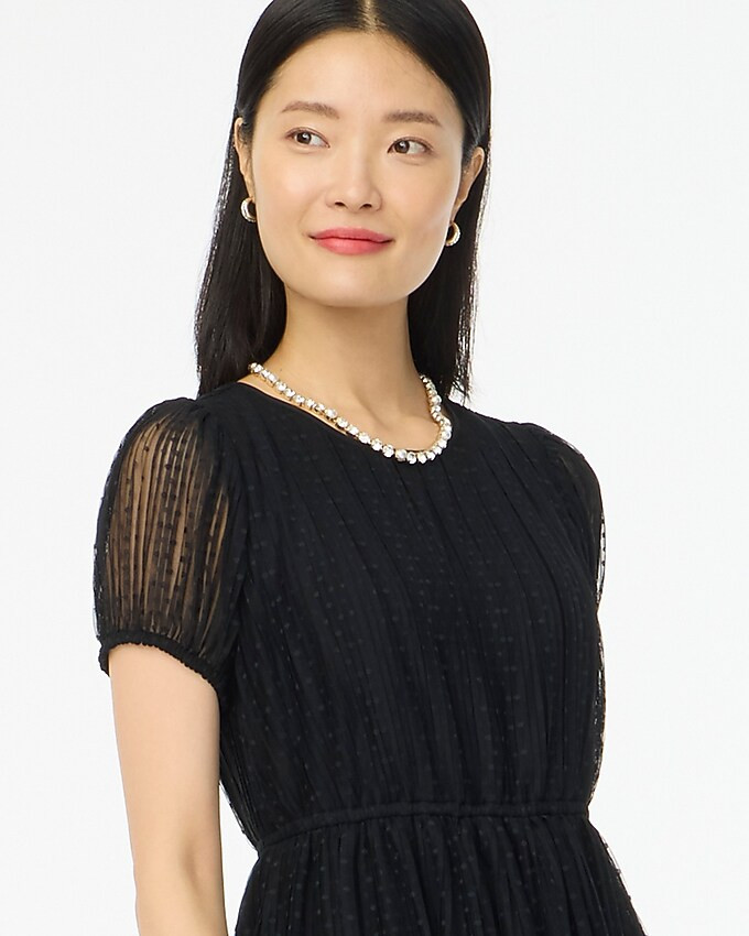 Pleated flock-dot puff-sleeve dress | J.Crew Factory
