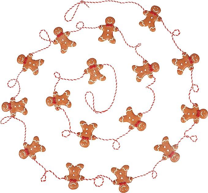 9 Foot Mini Gingerbread Man Christmas Garland | Cute Small 2 Inch Claydough Gingerbread Men Chris... | Amazon (US)