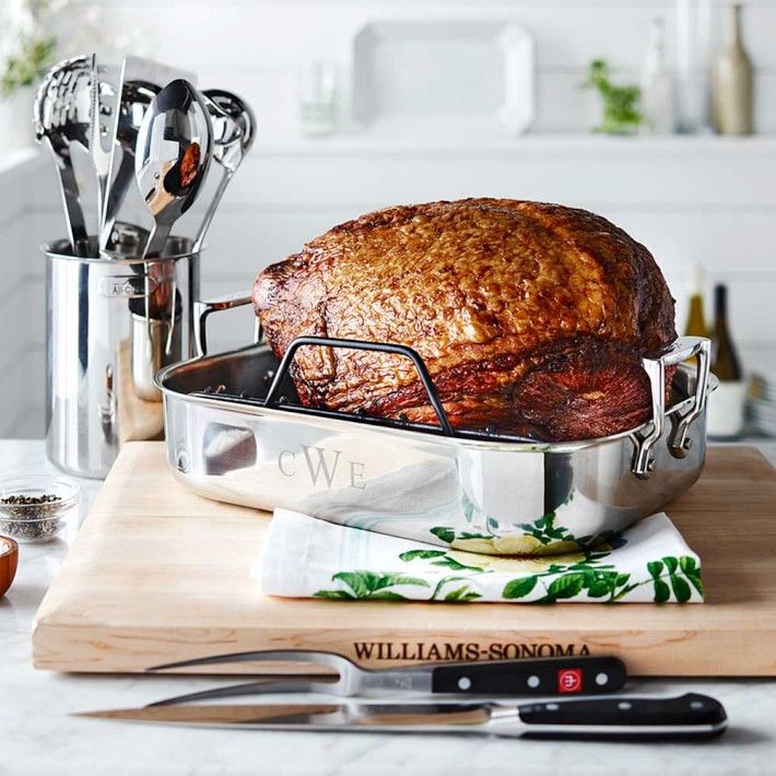 All-Clad Stainless-Steel Roasting Pans with Rack | Williams Sonoma | Williams-Sonoma