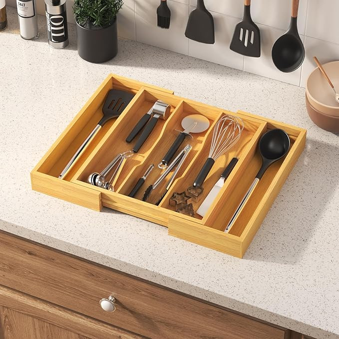 Lifewit Utensil Organizer for Kitchen Drawer, Expandable Cooking Utensil Tray, Bamboo Cutlery Sil... | Amazon (CA)