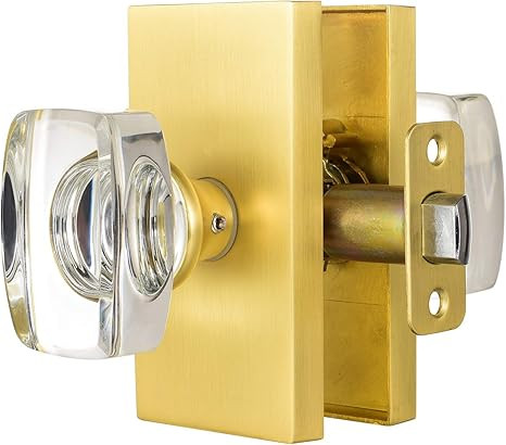 HIEMEY Passage Glass Door Knobs Interior, Gold Crystal Door Knobs for Hall, Satin Brass, BS-018 -... | Amazon (US)