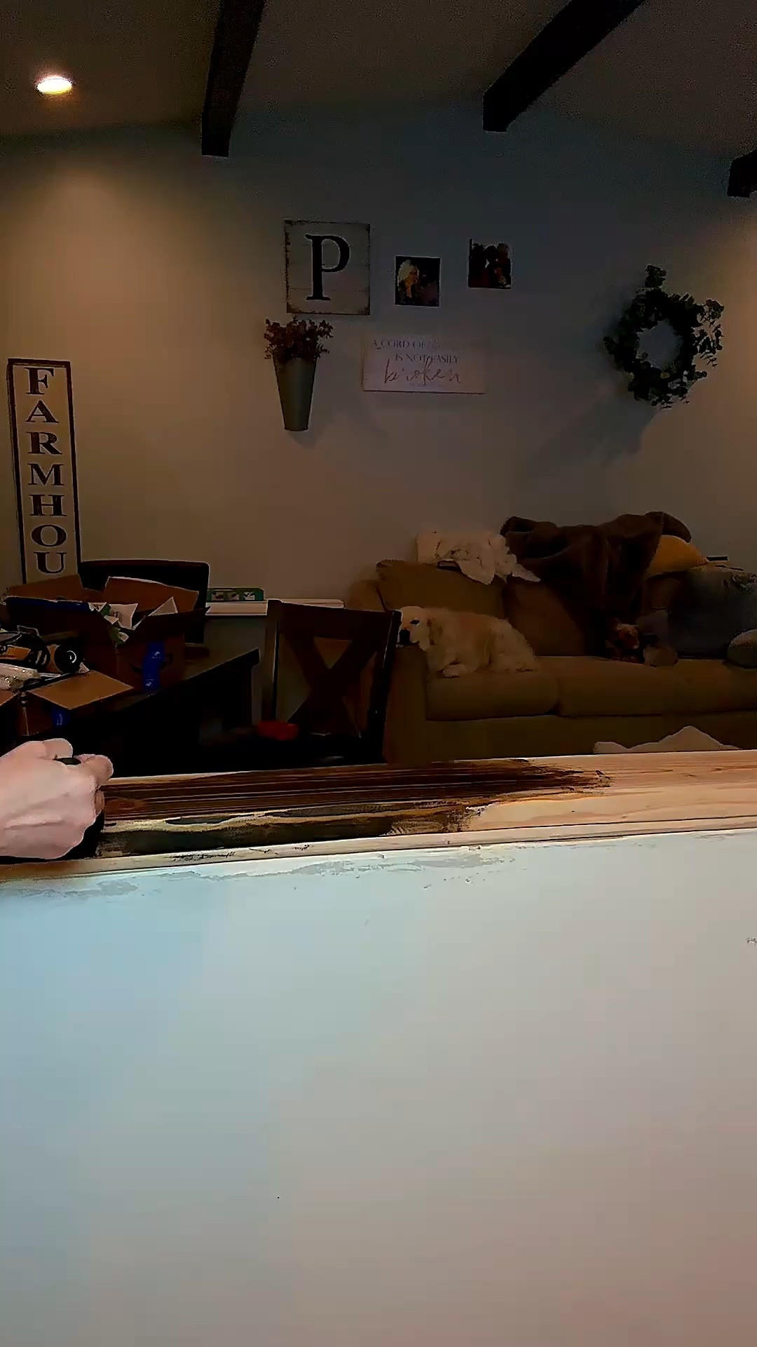 Watch til the end for the finished look 👀 

This wood ledge was giving NOTHING before I grabbed Minwax Polyshades in Espresso. 

One product, one afternoon, and now it ties in perfectly with our dark beams and hardwood floors. 

Sharing the exact stain linked here! 

It’s a total cheat code for an expensive custom look without the price tag. 🤎

#LTKHome #LTKvlog