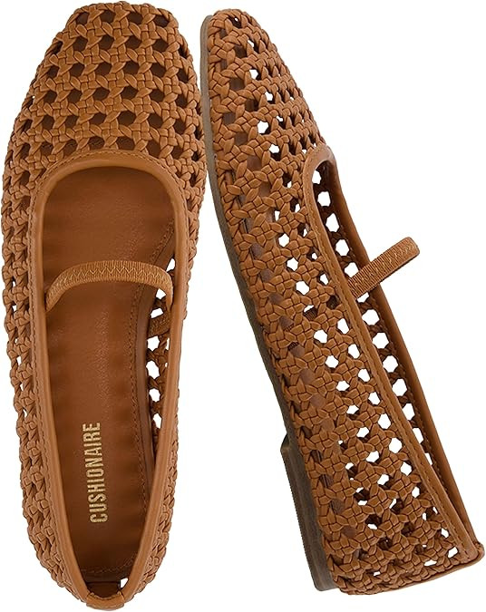 CUSHIONAIRE Weavy Woven Ballet Flats for Women, Square Toe Mary Jane Flats with Elastic Strap, Wi... | Amazon (US)