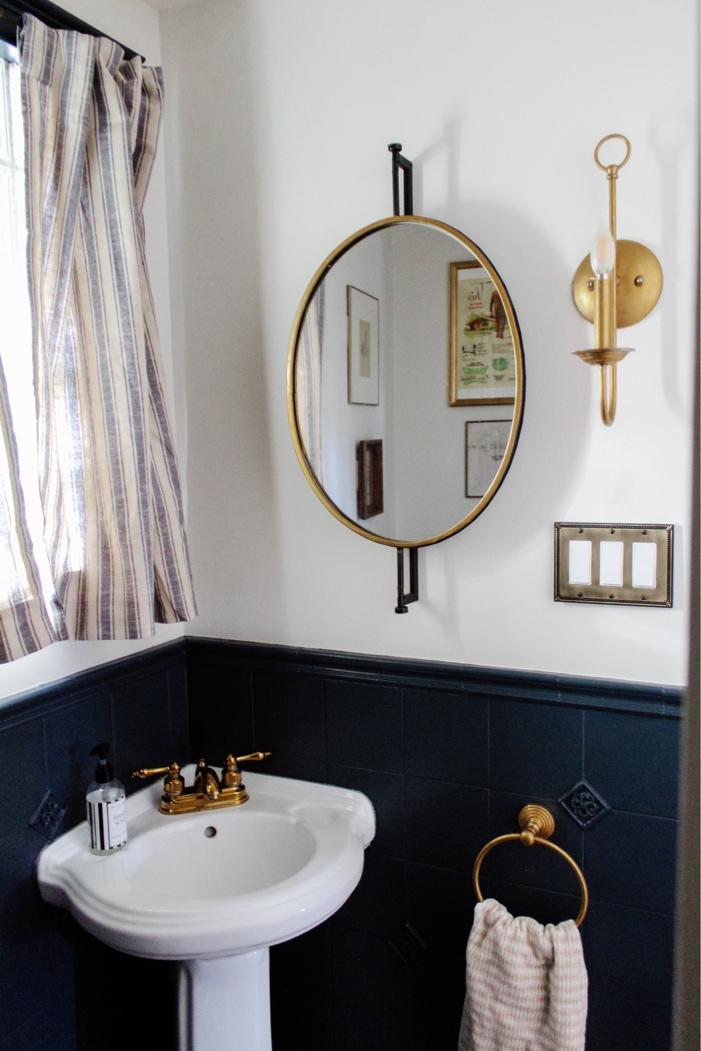 The little details make all the difference and the best part is, you can absolutely source them affordably ✨ Shop this week’s affordable new arrivals that are full of pieces for all spaces via the link in bio!
•
Shop my powder room and read the blog all from the link in bio, too! Message me with any questions!
•
•
•

Powder room, painted tile, curtains, cafe curtains, small bathroom, brass fixtures, oval mirror, wood frame, brass frame, towel holder, amazon finds, candle sconce, wall light, bathroom refresh, home before and after, renovation, moody bathroom 

#LTKsalealert #LTKhome #LTKunder50