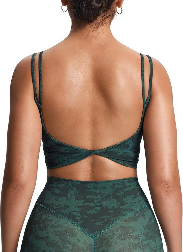 Aoxjox Women's Workout Sports Bras Fitness Yoga Crop Tank Twist Back Cami | Amazon (US)