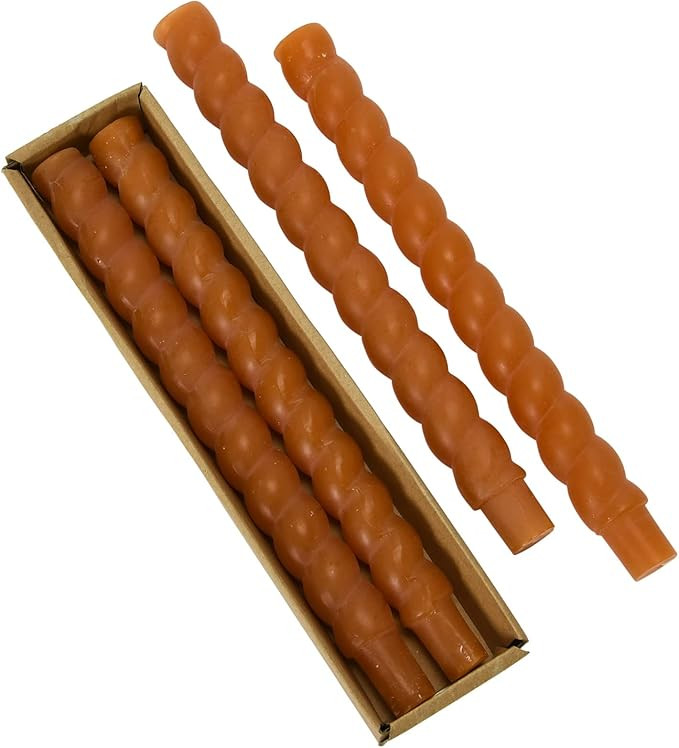 Creative Co-Op Unscented Twisted Taper Box, Set of 2, Spice Candles, 2" L x 1" W x 10" H, Orange,... | Amazon (US)