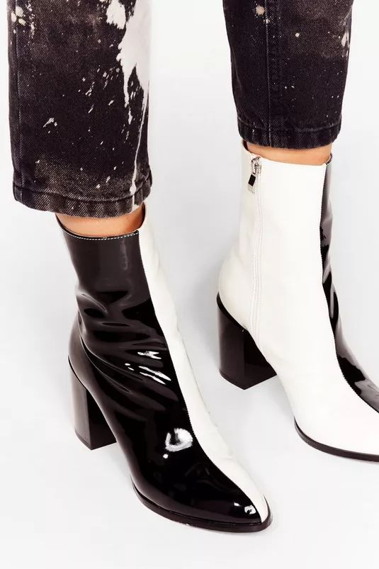 Faux Leather Two Tone Heeled Boots | Nasty Gal (US)