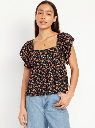 Flutter-Sleeve Crepe Top | Old Navy (US)