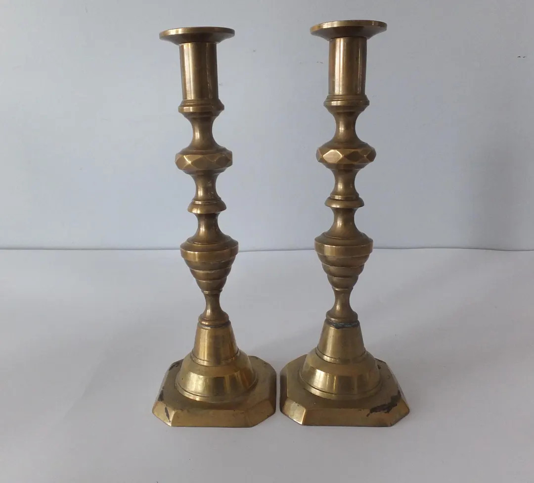 Vintage English Brass Candle Stick Holders Set Of 2 | Etsy (US)