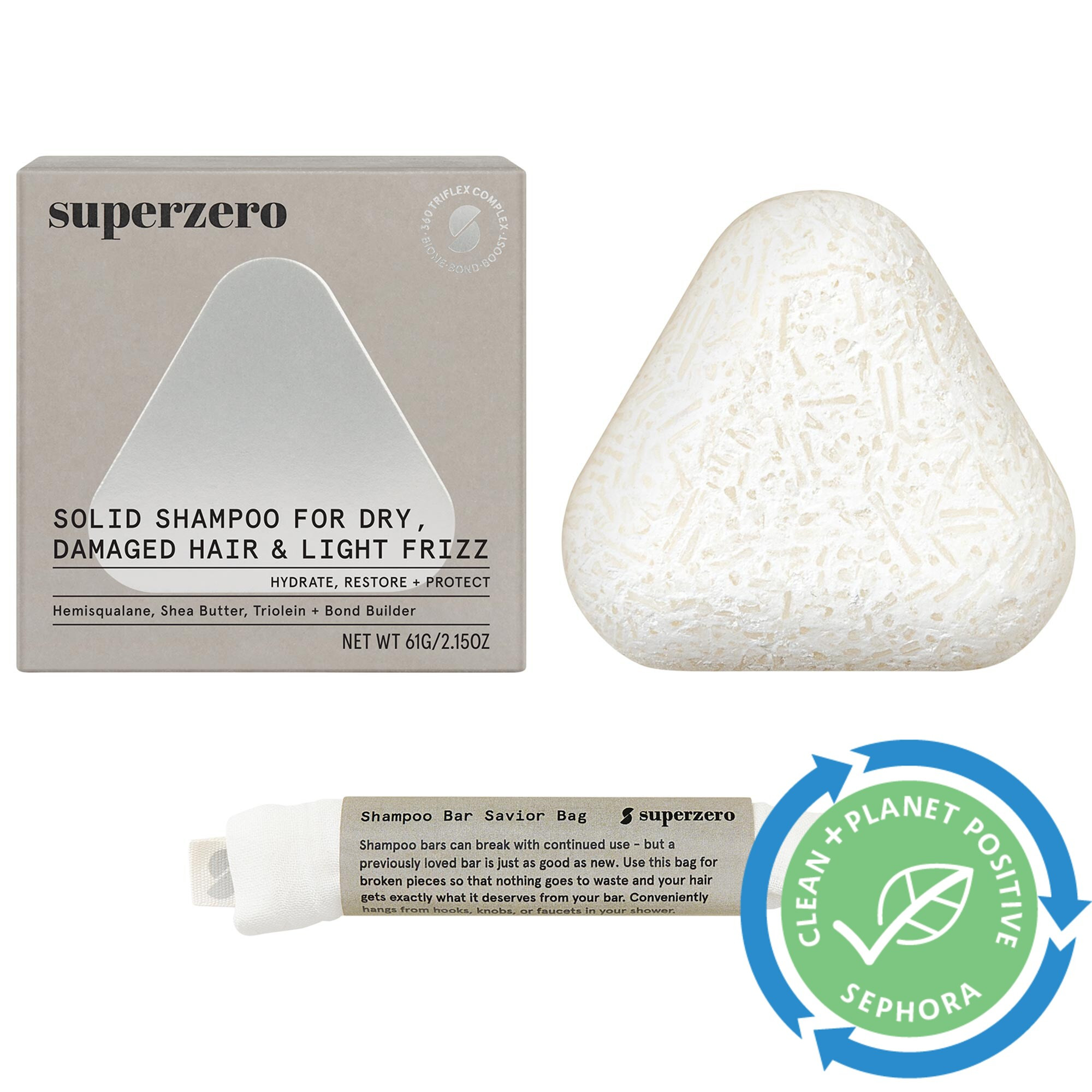 superzero Hydrating Repair Shampoo Bar for Dry, Damaged Hair & Light Frizz 2.35 oz / 67 mL | Sephora (US)